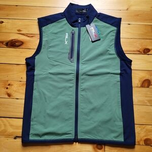 New Ralph Lauren RLX Golf Vest Mens Small Green Performance Stretch Full Zip